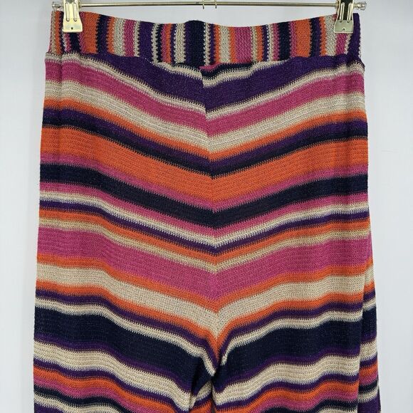 Trina Turk Wide-leg Eden Pants Size Small Orange Multi Metallic Knit Summer Chic - Picture 5 of 12